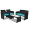 4 Pcs Wicker Conversation Furniture Set Patio Sofa and Table Set